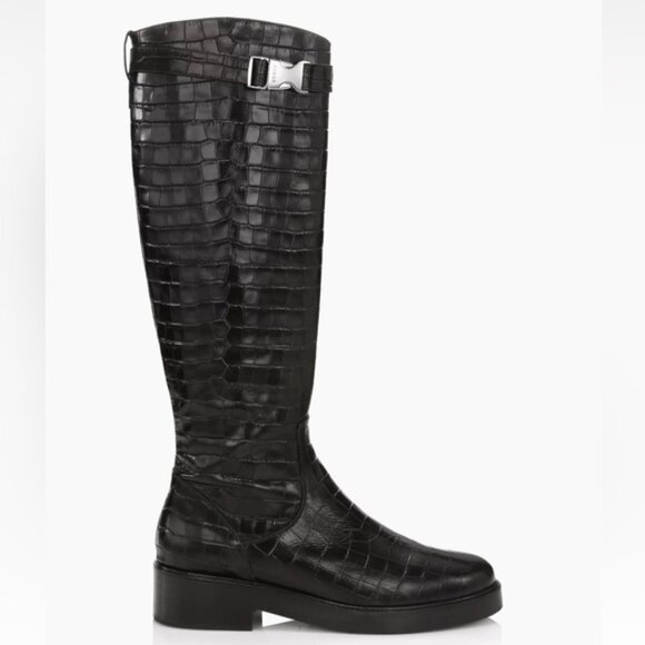 Staud Claud Buckle Riding Boots - Black Crocodile Size 38 - New with tags (NWT) - Picture 6 of 11